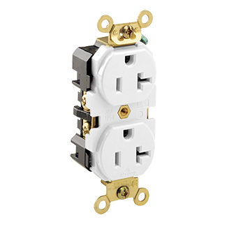 20 Amp Duplex Receptacle/Outlet, Industrial Grade, Self-Grounding