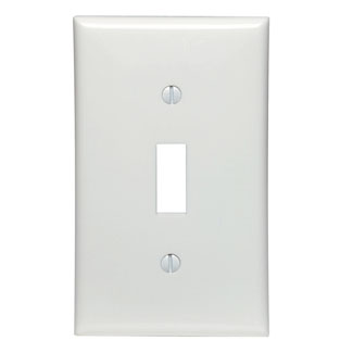 1-Gang Toggle Switch Wallplate, Standard Size, Thermoplastic Nylon, White