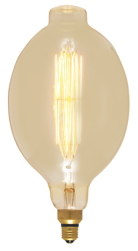 60 Watt BT56 Incandescent vintage style; Amber; 2000 Average rated hours; Medium Base; 120 Volt