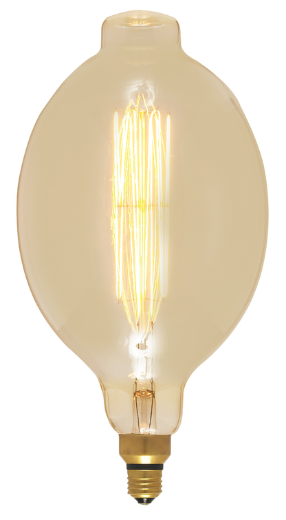 60 Watt BT56 Incandescent vintage style; Amber; 2000 Average rated hours; Medium Base; 120 Volt