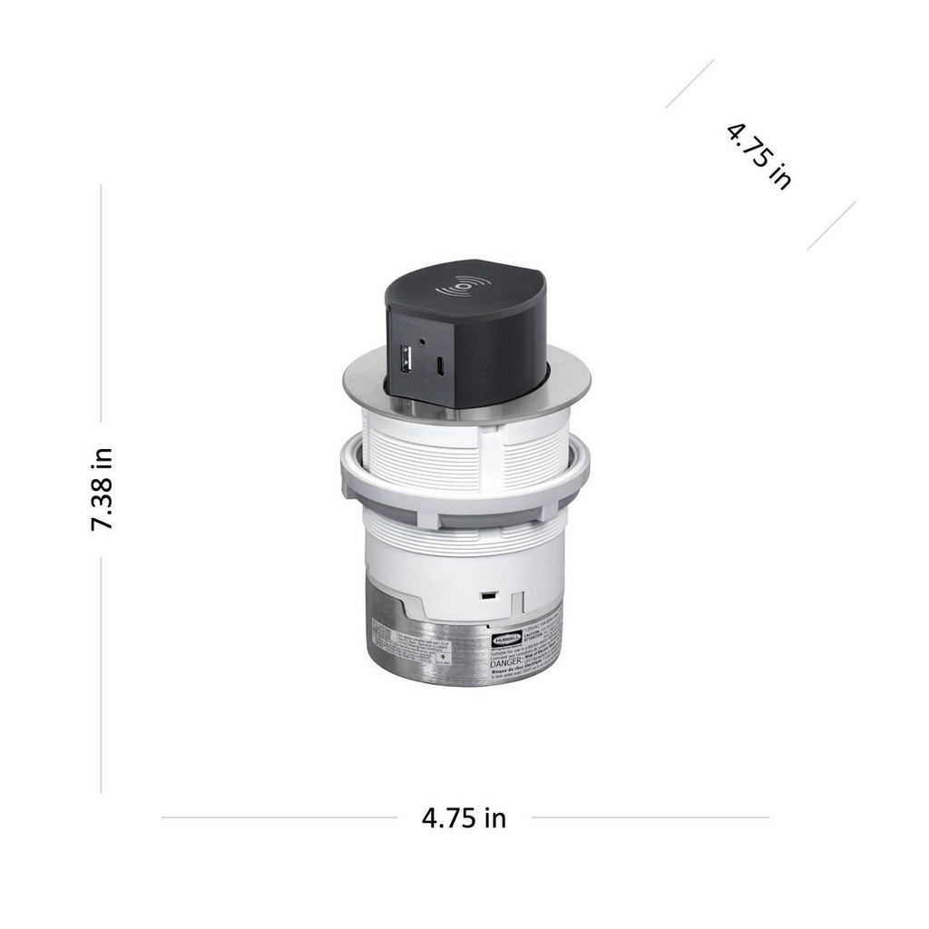 20A Tri-Power Counter Receptacle, Surface Mount, Aluminum