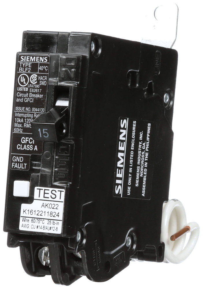 BRKR HBLF2 GFCI 5mA 1P 120V 15A 65KA