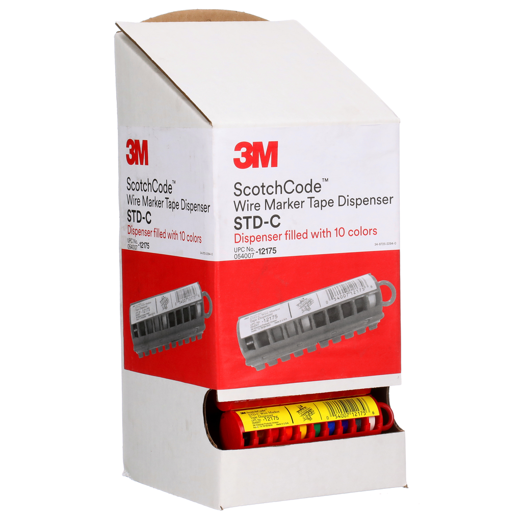 3M ScotchCode Wire Marker Tape Dispenser with Tape STD-C, compact design for easy handling, 25/Case
