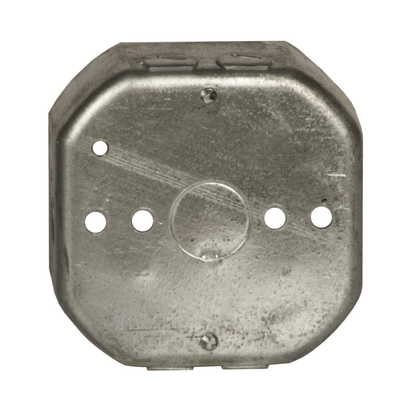 4 in. Octagon Box, Drawn, 1-1/2 in. Deep, Three 1/2 in. KO's & AC/MC/Flex Clamps
