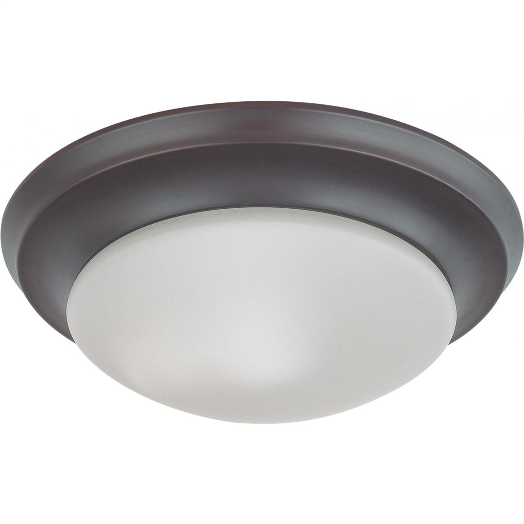 12" - LED Flush with Frosted Glass- Mahogany Bronze Finish- 120-277V