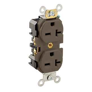 20 Amp Duplex Receptacle/Outlet, Industrial Grade, Self-Grounding