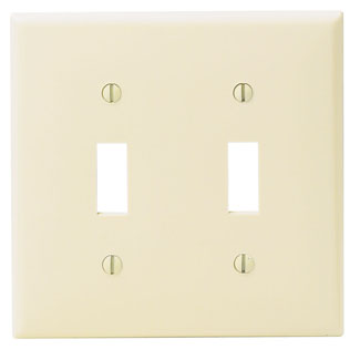 2-Gang Toggle Switch Wallplate, Standard Size, Thermoplastic Nylon, Light Almond
