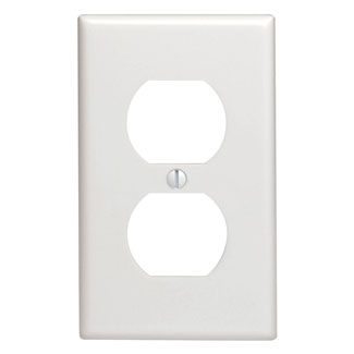 1-Gang Duplex Outlet/Receptacle Wallplate, Standard Size, Thermoset, White