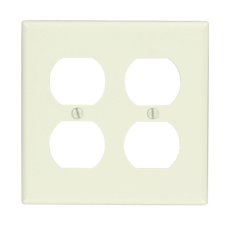 2-Gang Duplex Outlet/Receptacle Wallplate, Standard Size, Thermoset, Light Almond