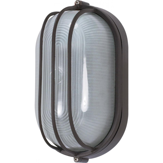 1 Light - 10'' Oval Cage Bulkhead - Architectural Bronze Finish