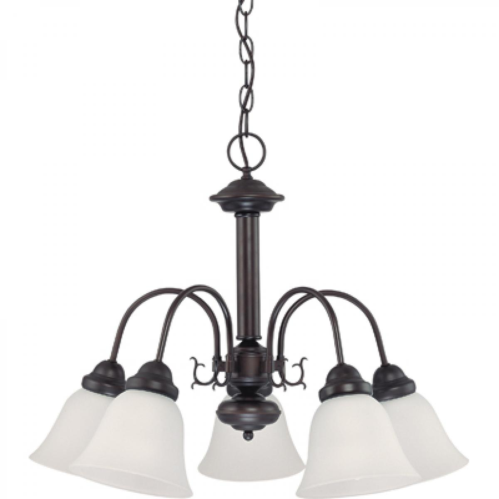 Ballerina - 5 Light Chandelier with Frosted White Glass - Mahogany Bronze Finish