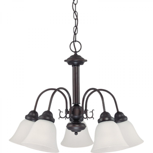 Ballerina - 5 Light Chandelier with Frosted White Glass - Mahogany Bronze Finish