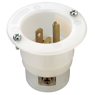 15 Amp, 125 Volt, Straight Blade Flanged Inlet Receptacle, Industrial Grade