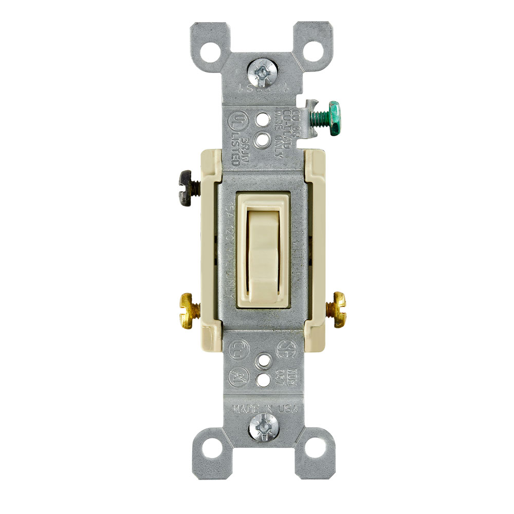 15 Amp 3-Way Toggle Switch, Grounding, Ivory
