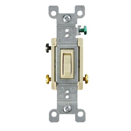 15 Amp 3-Way Toggle Switch, Grounding, Ivory