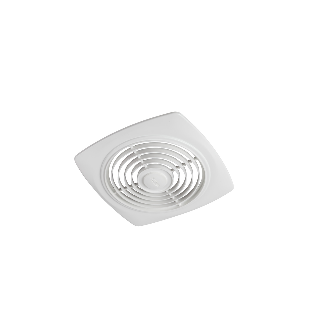 Broan® 8-Inch, 160 CFM Side Discharge Ventilation Fan with White Square Plastic Grille, 5.0 Sones