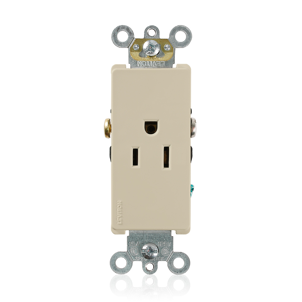15 Amp Decora Plus Single Receptacle/Outlet, Commercial Grade, Self-Grounding