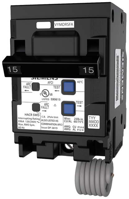 BRKR QAF AFCI 2P 240V 15A 10KA