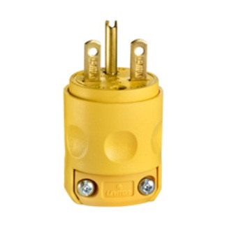 15 Amp, 250 Volt, 2P, 3W, Plug, Straight Blade , Grounding, Yellow