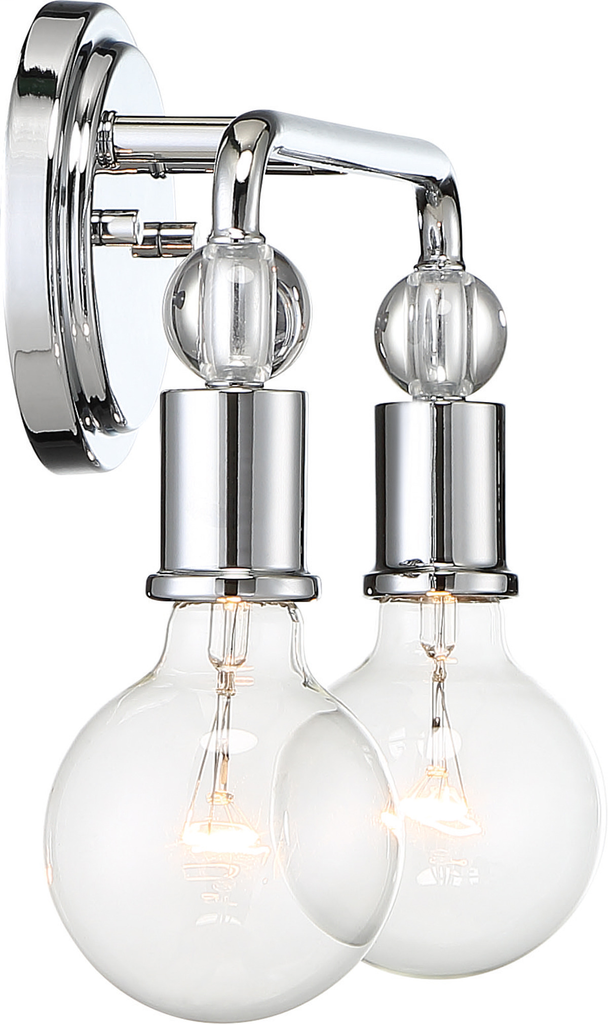 Bounce - 2 Light Vanity with Crystal Accent - Polished Nickel Finish