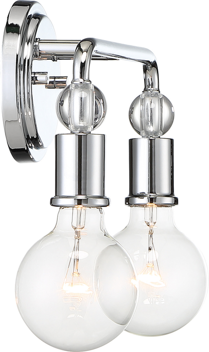 Bounce - 2 Light Vanity with Crystal Accent - Polished Nickel Finish