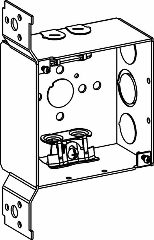 2-1/8" DEEP, 4" SQUARE (4S) DEEP BOX WELDED WITH MC CLAMPS & FB BRACKET