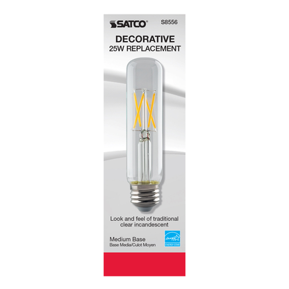 4 Watt T10 LED; Clear; Medium base; 2700K; 350 Lumens; 120 Volt