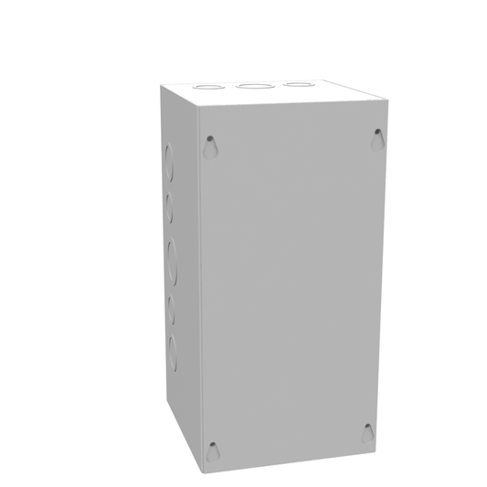 12x6x6 Screw Cover Type 1 UL Listed Steel Knockouts ANSI 61 Gray Cover With Teardrop Slots Mounting Holes In Back