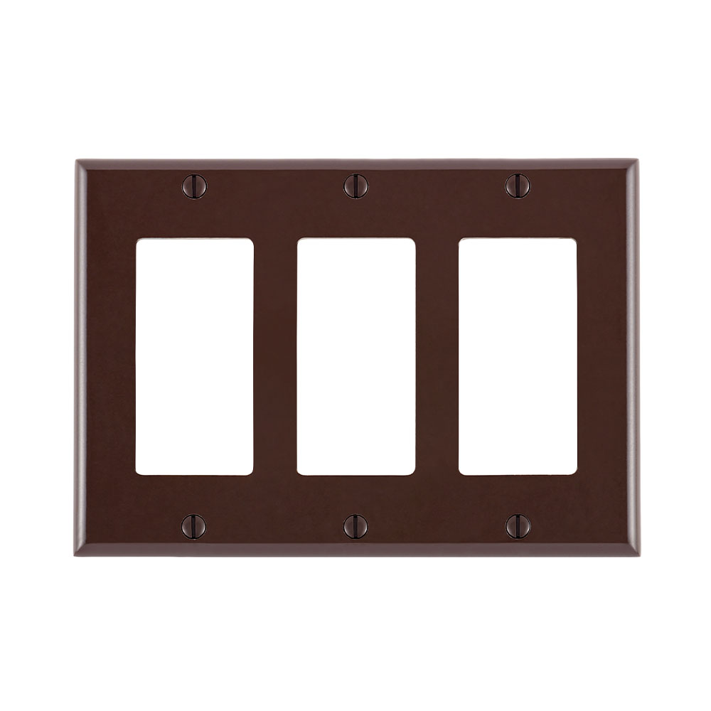 3-Gang Decora/GFCI Device Wallplate, Standard Size, Thermoset, Brown