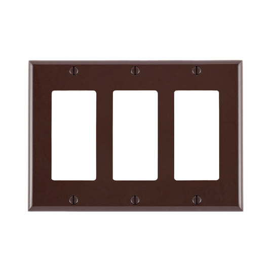 3-Gang Decora/GFCI Device Wallplate, Standard Size, Thermoset, Brown