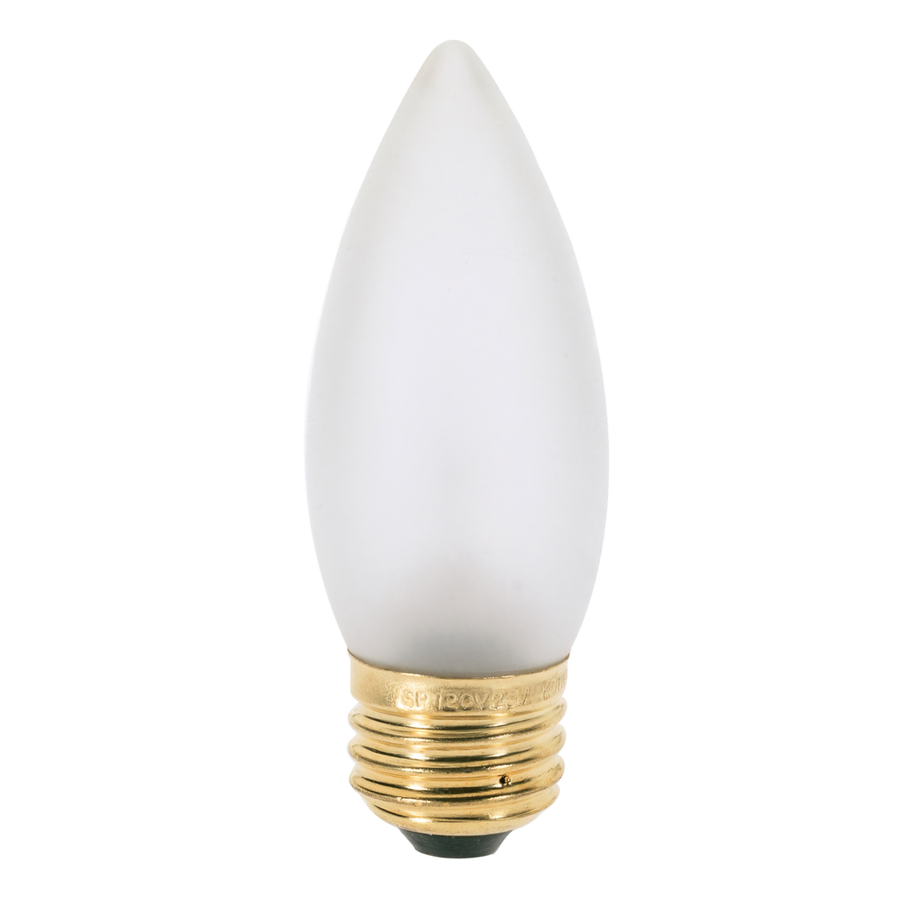25 Watt B11 Incandescent; Frost; 1500 Average rated hours; 200 Lumens; Medium base; 120 Volt