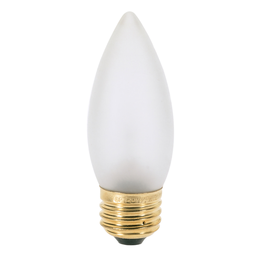 25 Watt B11 Incandescent; Frost; 1500 Average rated hours; 200 Lumens; Medium base; 120 Volt