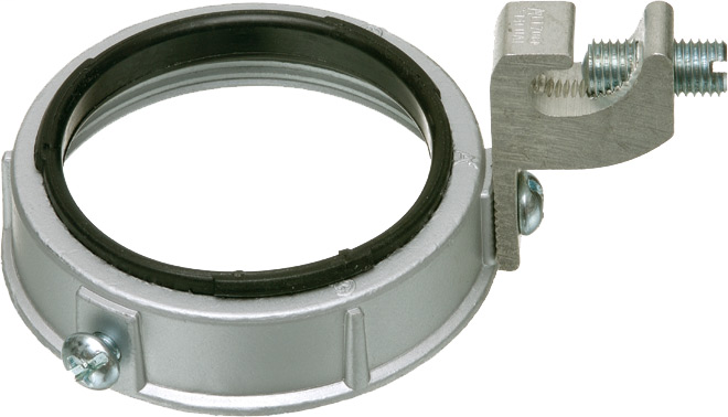 3" Insulated Metal grounding bushing, threaded with dual ratings for copper and aluminum. lay in style grounding lug, Zinc Die-cast. 150 degree C