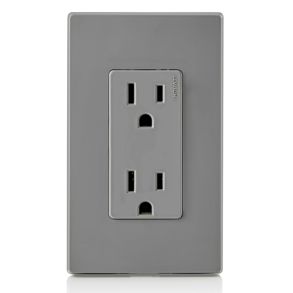15 Amp Decora Duplex Outlet/Receptacle, Grounding, Gray