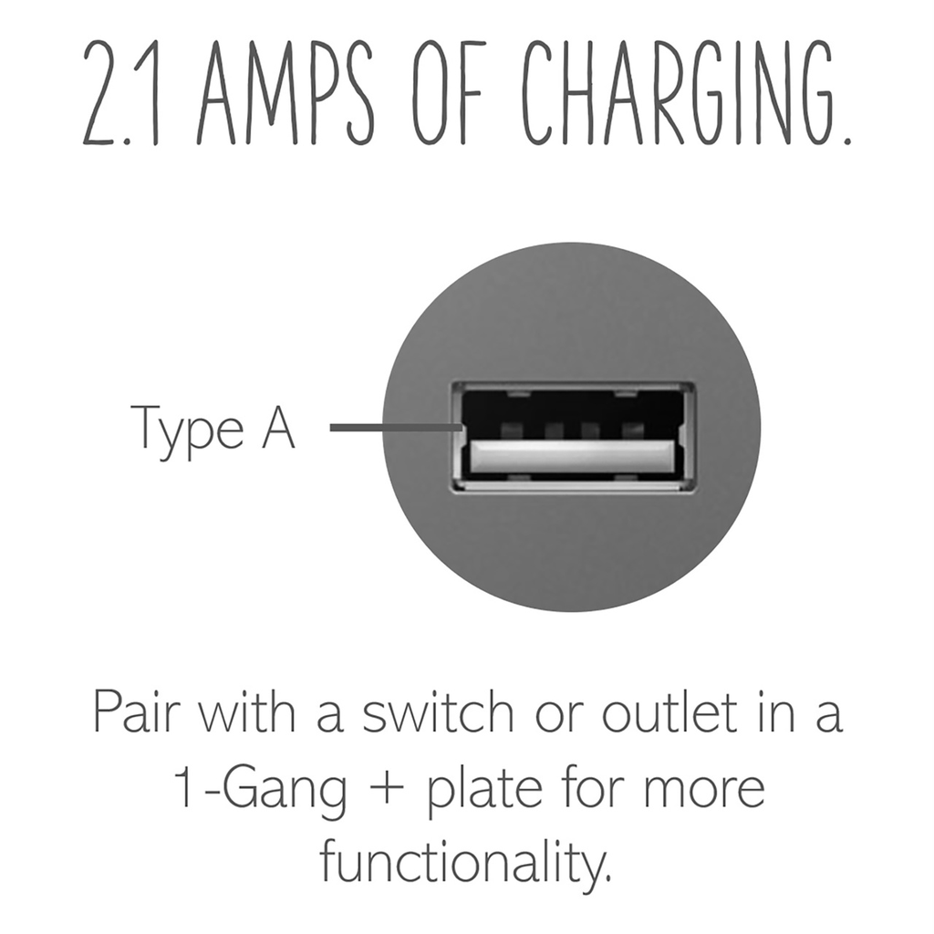 adorne® USB Outlet, Half-Size, Magnesium