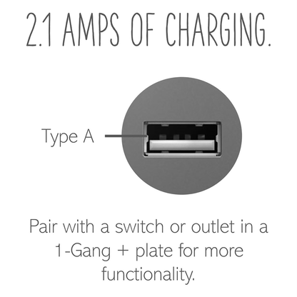 adorne® USB Outlet, Half-Size, Magnesium