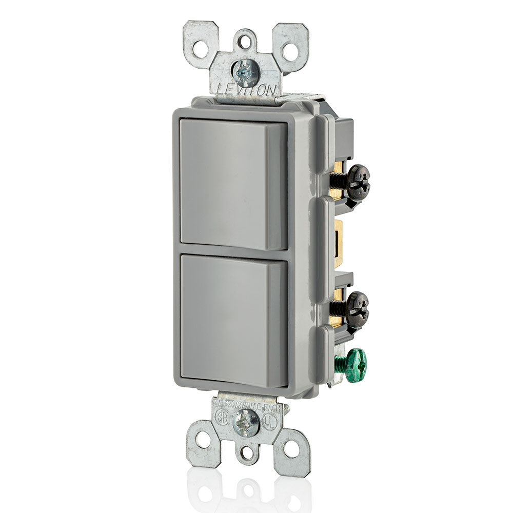 15 Amp Decora Single-Pole / Single-Pole Combination Switch, Grounding, Gray
