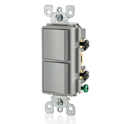 15 Amp Decora Single-Pole / Single-Pole Combination Switch, Grounding, Gray