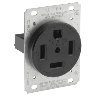 60 Amp, 125/250 Volt, Flush Mount Receptacle, Straight Blade, Industrial Grade