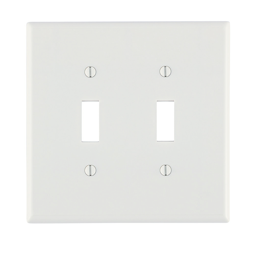 2-Gang Toggle Switch Wallplate, Midway Size,Thermoset, White