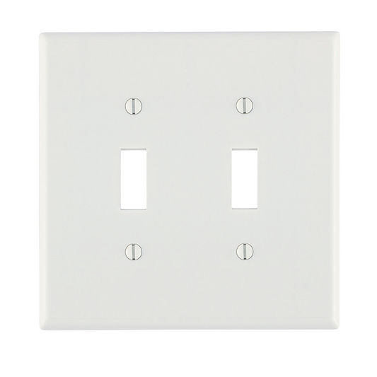 2-Gang Toggle Switch Wallplate, Midway Size,Thermoset, White