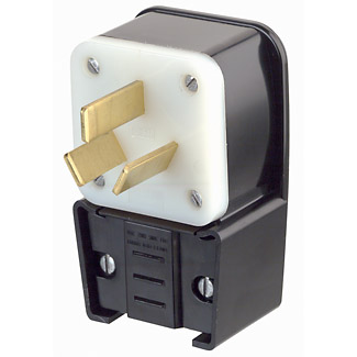 50 Amp, 125/250 Volt, Straight Blade Plug, Industrial Grade