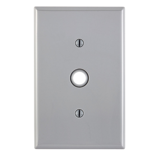 1-Gang .406 Inch Cable Wallplate, Midway Size, Thermoplastic Nylon, Gray