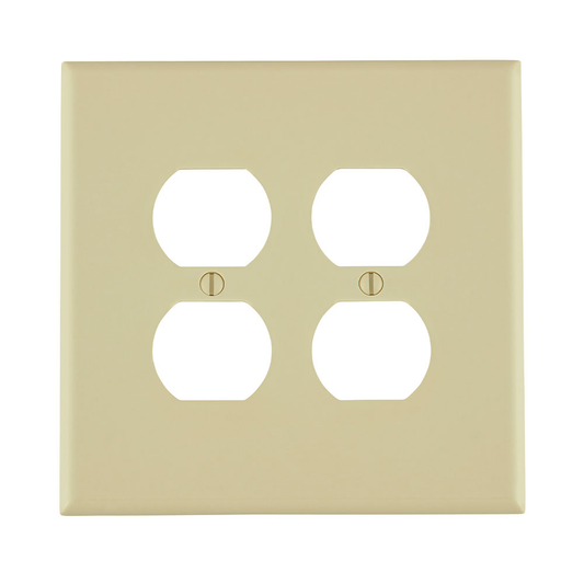2-Gang Duplex Outlet/Receptacle Oversized Wallplate, Thermoset, Ivory