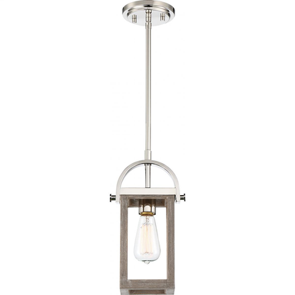 Bliss - 1 Light Mini Pendant - Driftwood Finish with Polished Nickel Accents