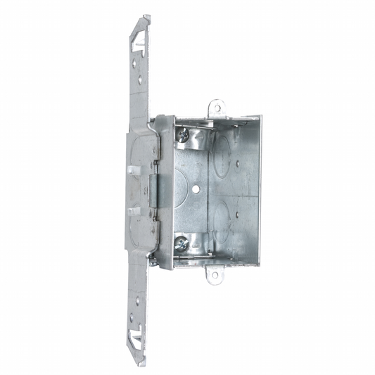 3 in. x 2 in. Switch Box, Gangable, 2-3/4 in. Deep, Five 1/2 in. KO's & NMSC Clamps, TS Bracket
