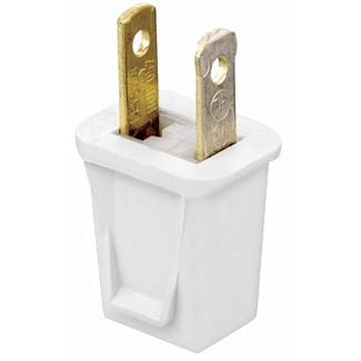 10 Amp Polarized Plug, Non-Grounding, White