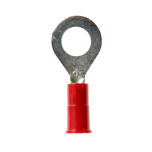 3M™ Highland™ Vinyl Insulated Ring Terminal RV18-6Q, AWG 22-18,standard-style ring tongue fits around the stud, 25/bag