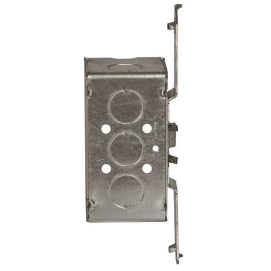 4 in. x 2 in. Handy Box, Welded, 2-1/8 in. Deep, Eight 1/2 in. KO's, TS Bracket