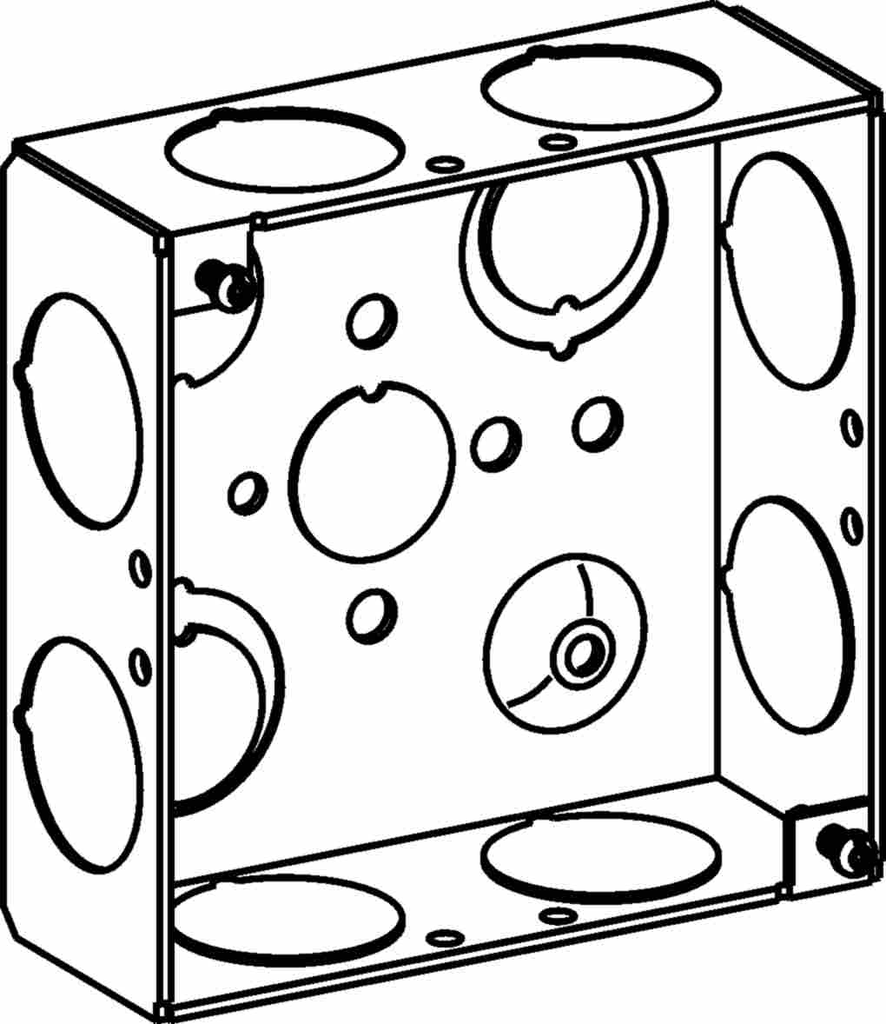 1-1/2" DEEP, 4" SQUARE (4S) BOX WELDED WITH 3/4" KO